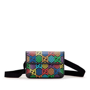Gucci GG Psychedelic Waist Bag Body Belt Crossbody Black Multicolored Leather